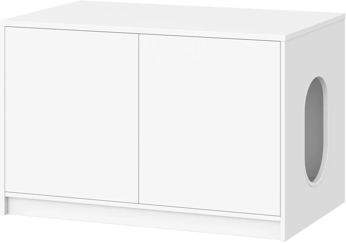 Kattenbakkast - Voor Verborgen Kattenbak - Minimalistisch Ontwerp - Wit by Happiq – product photo