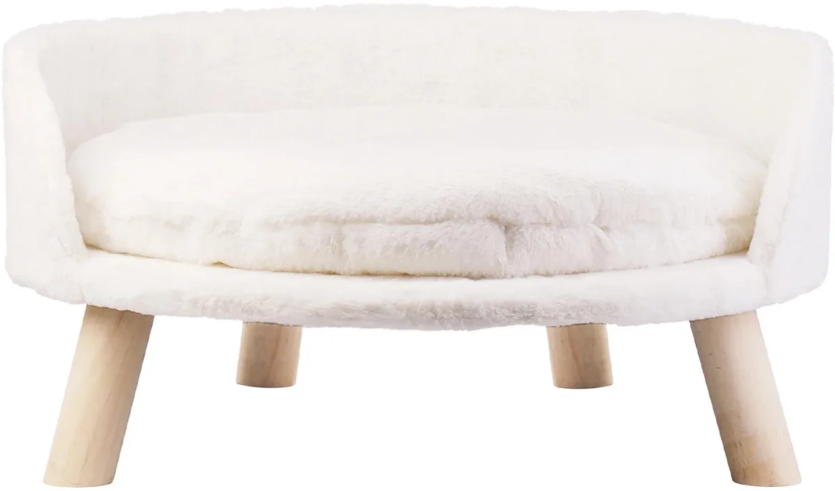 Kattenbed Voor Kleine Huisdieren - Zacht Pluche - Wasbaar - Wit van Happiq – productfoto