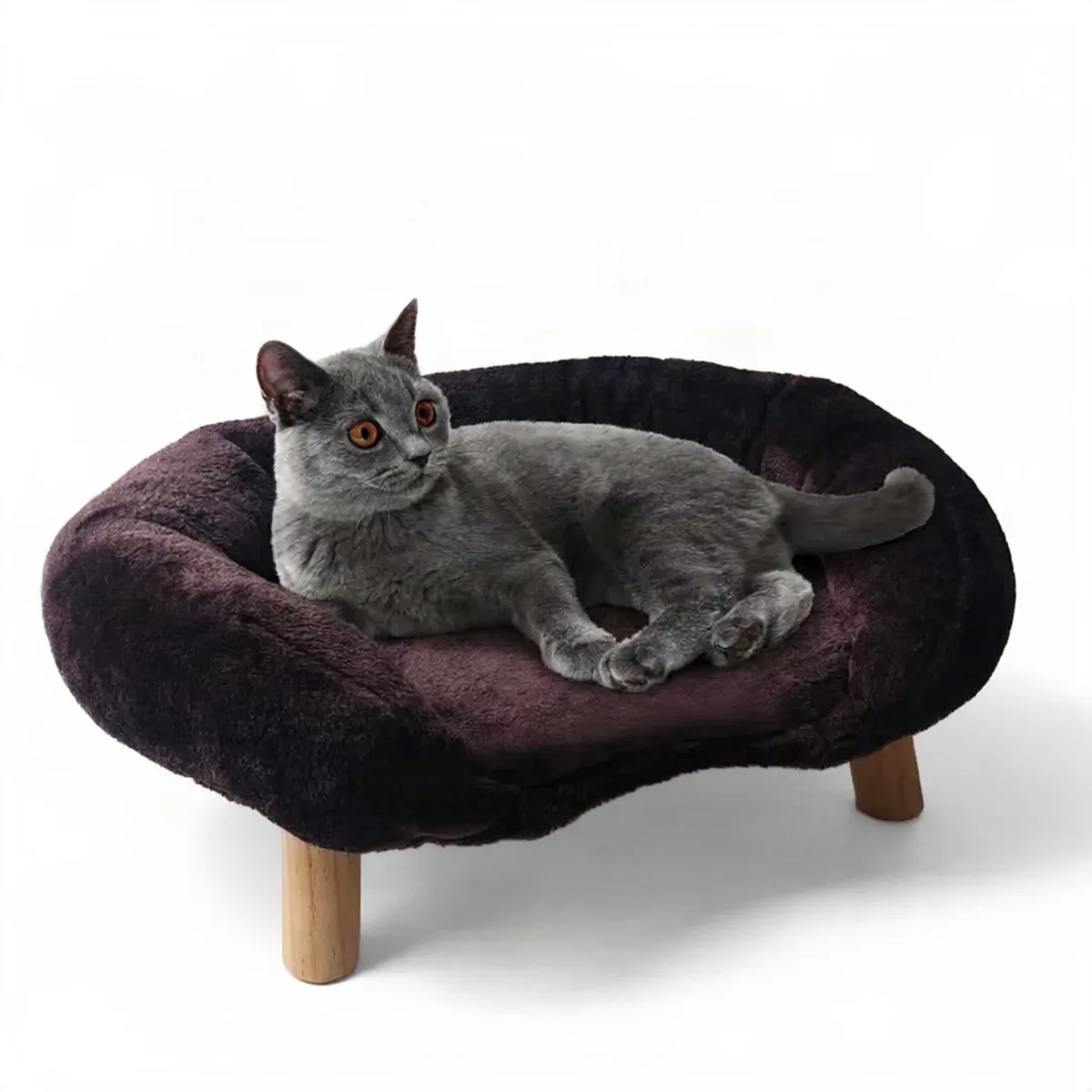 Kattenbed - Voor Woonkamer of Slaapkamer - Ergonomisch en Scandinavische Stijl - Bruin by Happiq – product photo