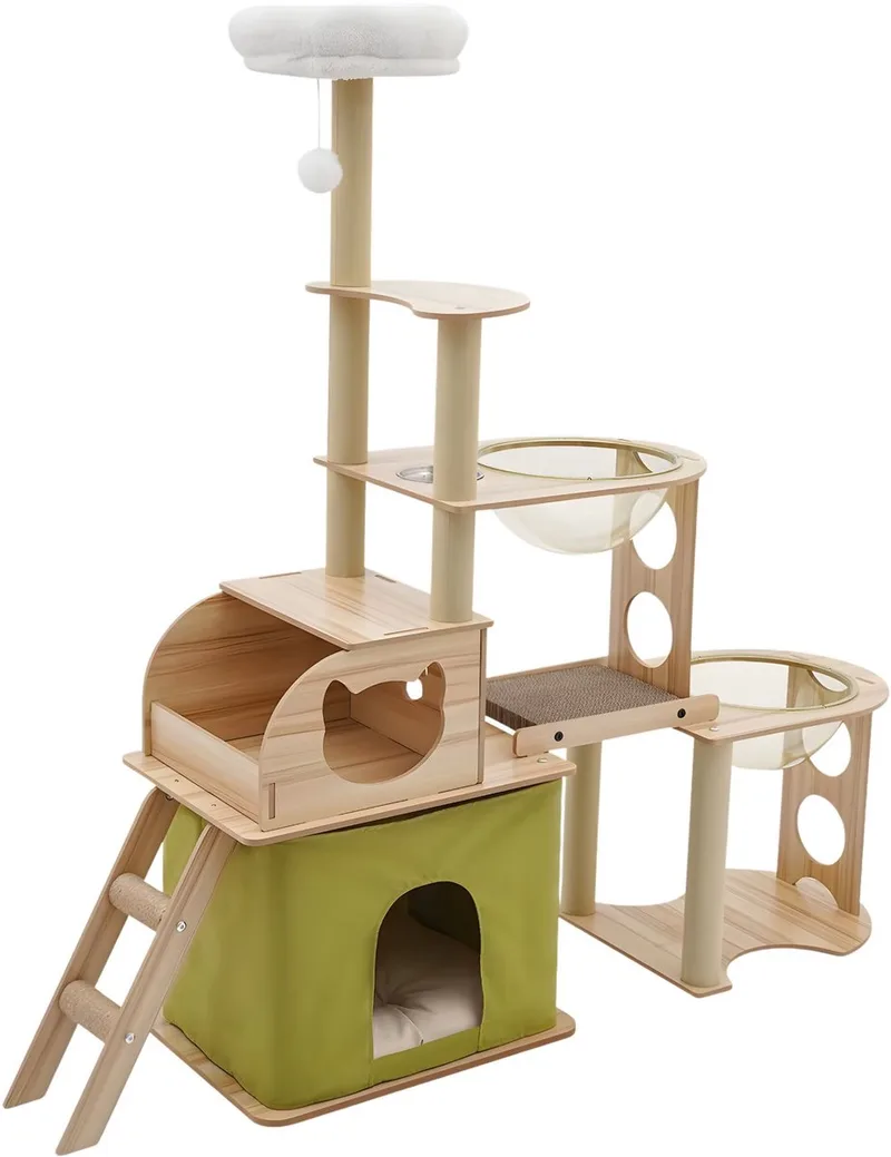 Kattenboom – Voor binnenkittens – Multi-level kattentoren met krabpalen – duurzaam materiaal by Happiq in Beige – product photo