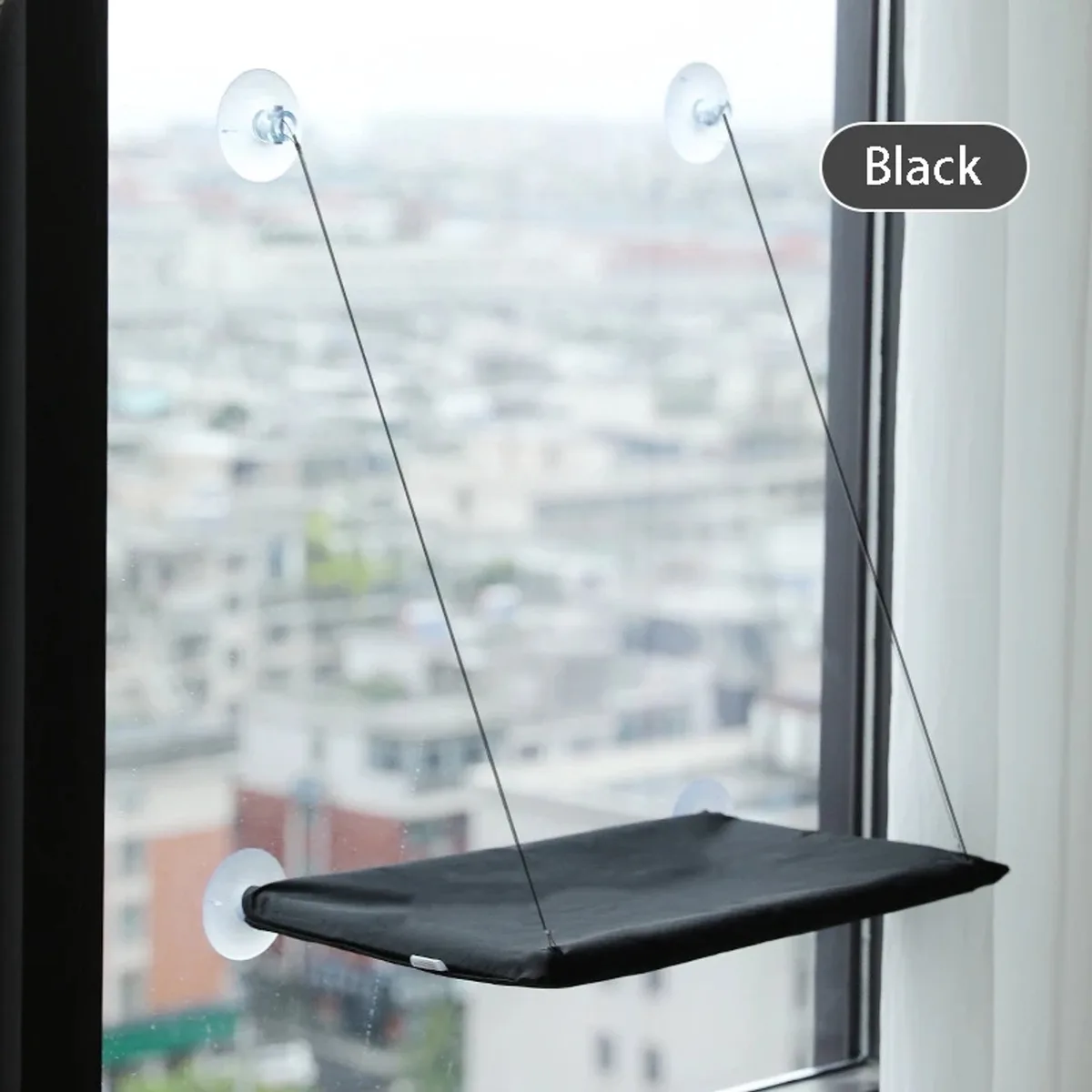 Kattenhangmat - Voor Raam - Wasbaar en Afneembaar - Zwart de Happiq – photo produit