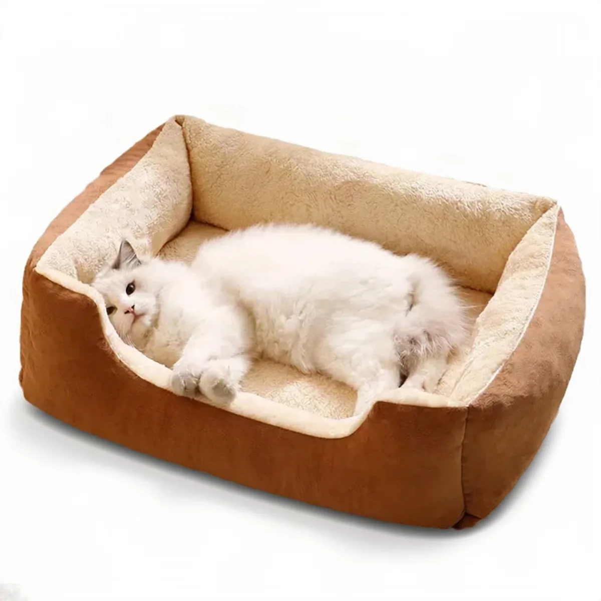 Kattenmand - Voor Katten en Honden - Huisbed Lichtbruin - Winterbed Accessoire van Happiq – productfoto