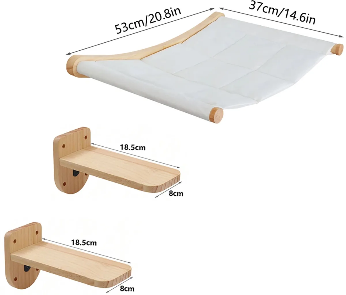 Kattenwandklimrek - Voor Katten - Hangmat Krabpaal Schuilhuis - Set 2 by Happiq – product photo