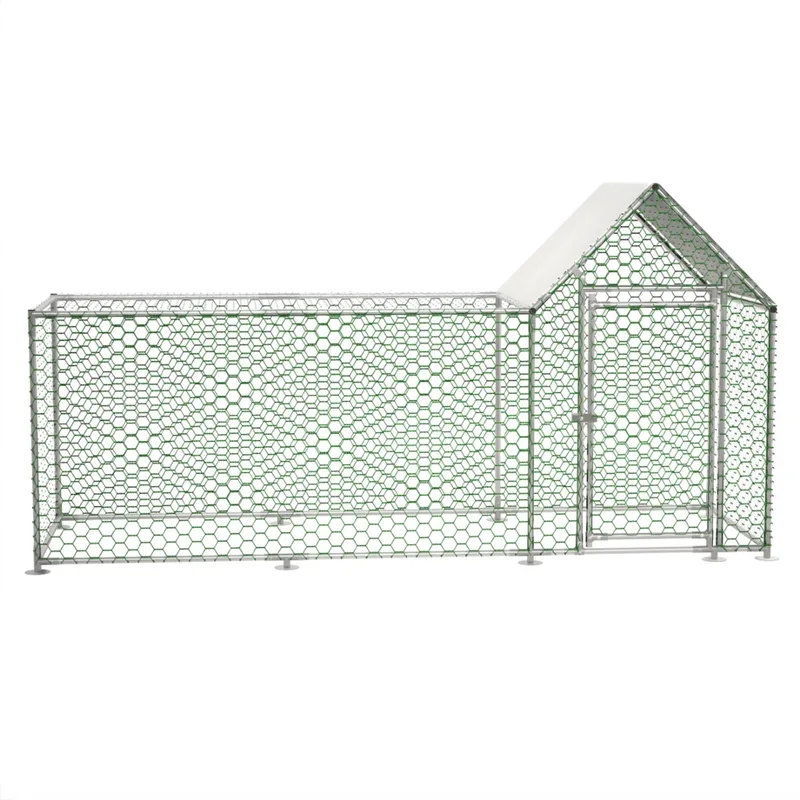 Kippenhok – Voor kippen en kleine dieren – Met veiligheidsslot en waterdicht PE-doek – Lichtgrijs – Afmetingen: 300 x 100 x 150 cm von Happiq – Produktfoto