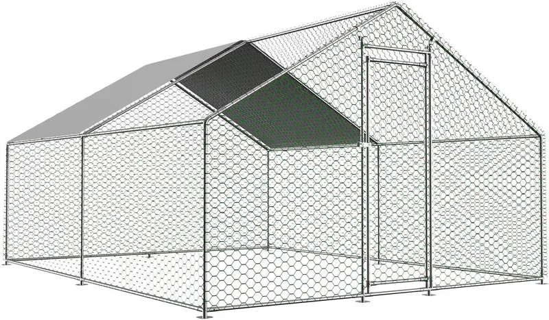 Kippenhok – Voor kippen – Met veiligheidsslot en waterdicht PE-doek – Afmetingen: 300 x 400 x 200 cm by Happiq in Light grey – product photo
