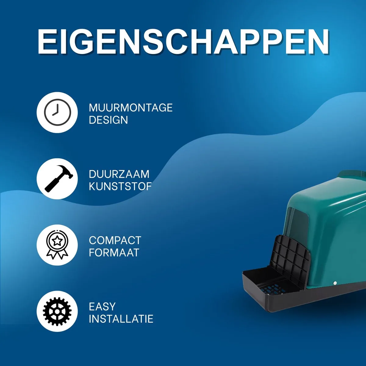 Kippennestkast – Voor kippen, hennen en eenden – Aan de muur gemonteerde legkast – Kunststof, wit, set van 2, 46,6×39×41,5 cm by Happiq – product photo
