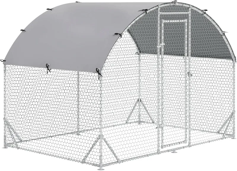 Kippenren van Staal 280x190x197 cm – Vrijloop Kippenkooi – Zilver de Happiq – photo produit