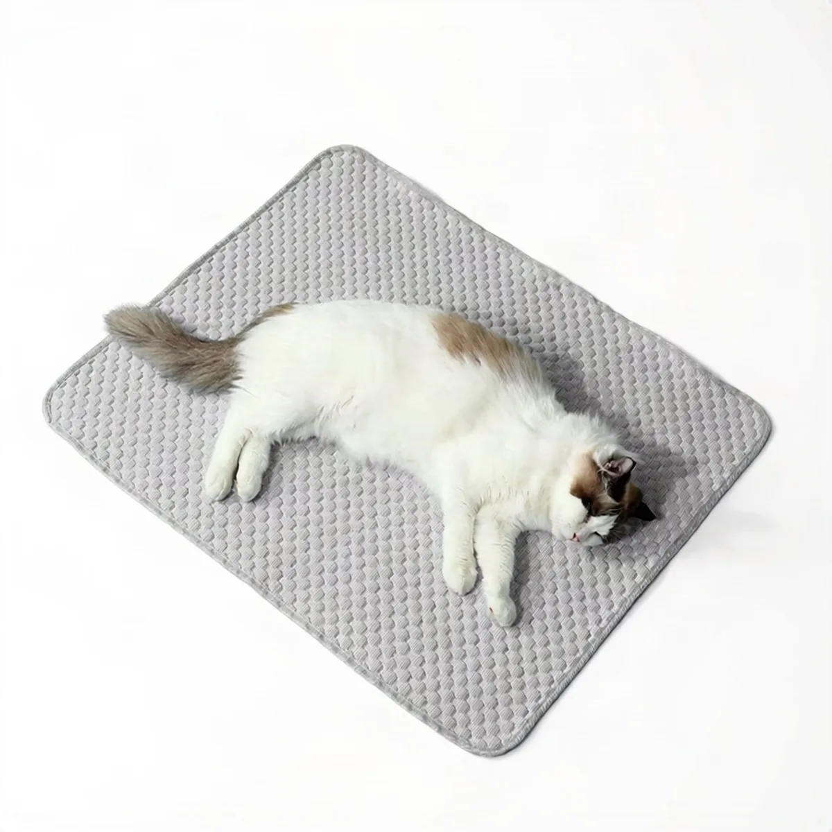 Koelmat voor katten en kleine honden - Zomer en ademend - Duurzaam bed en deken - Grijs von Happiq – Produktfoto