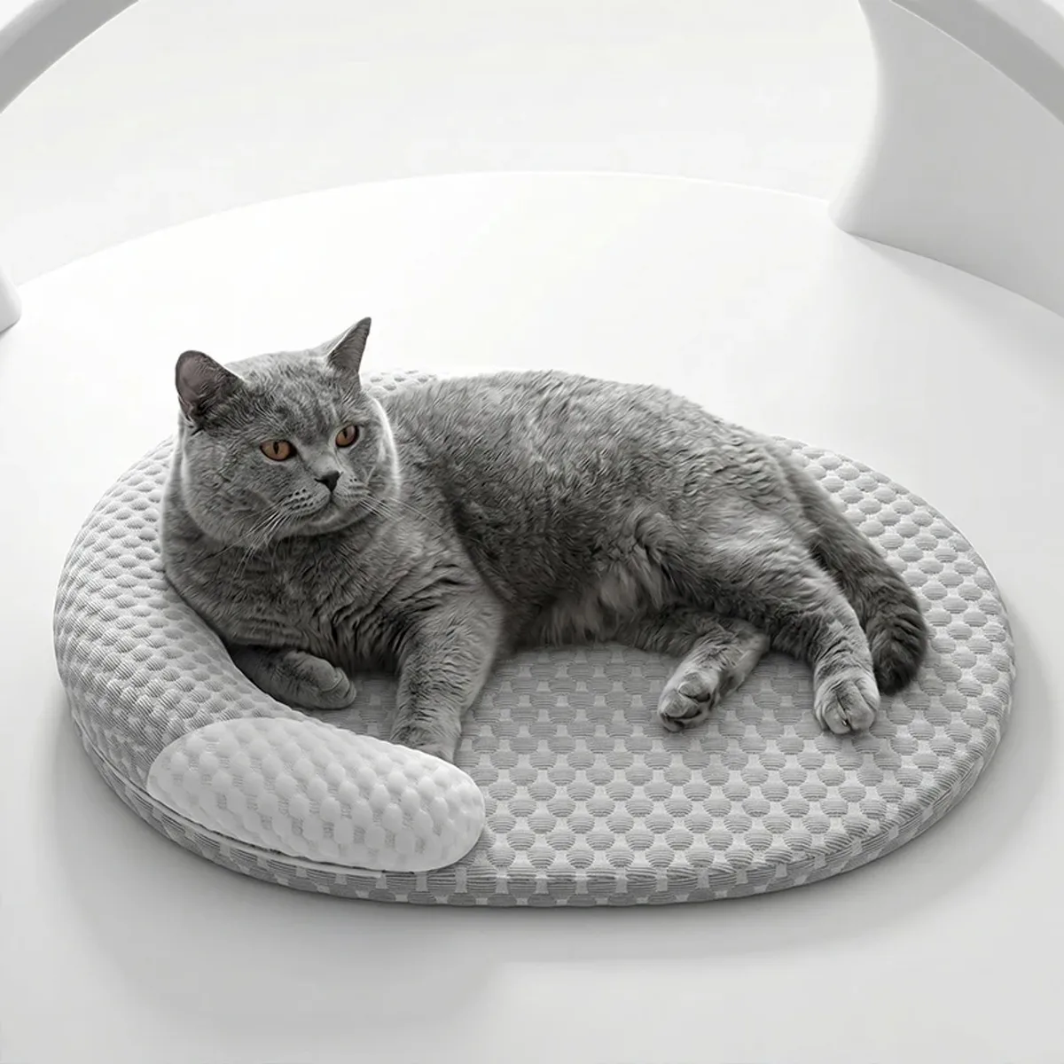 Koelmatras voor Honden en Katten - Lichtgrijs Ademend IJszijde - Ovaal en Warmteafvoerend de Happiq – photo produit