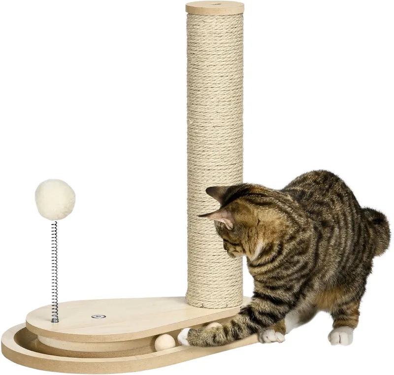 Krabpaal 40 cm – Klimboom met Kattenzuil – Natuurlijk von Happiq – Produktfoto