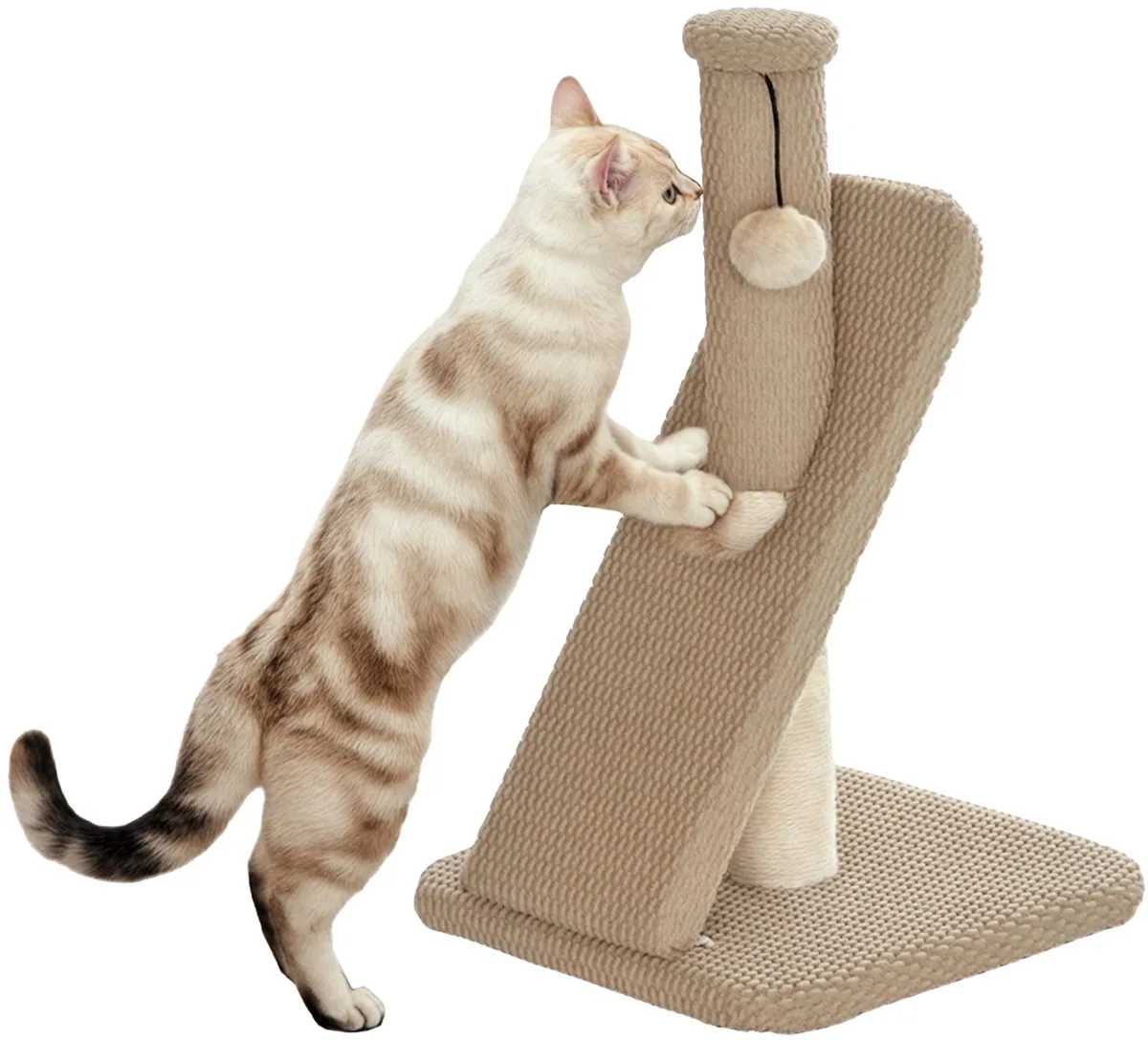 Krabpaal 54 cm – Sisal Krabpaal met Speelbal voor Kleine Katten – Crèmewit by Happiq – product photo