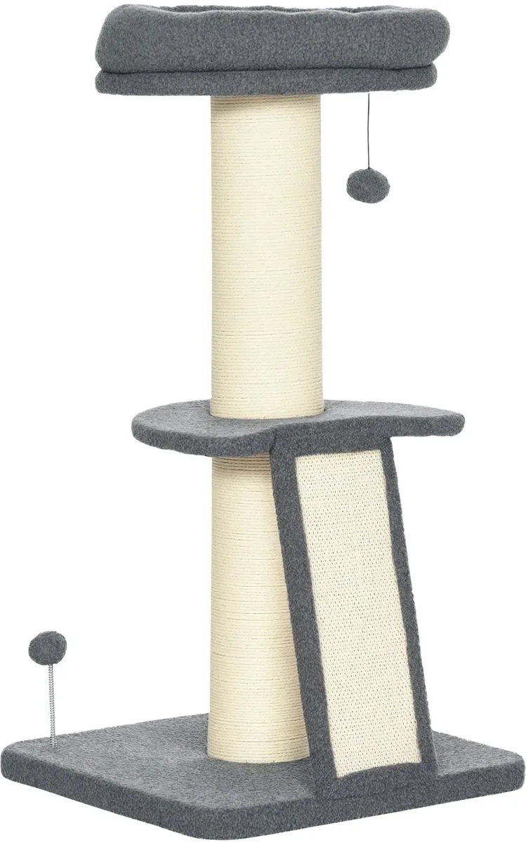 Krabpaal 92 cm – Klimboom met Krabplank – Kattenboom – Donkergrijs von Happiq – Produktfoto