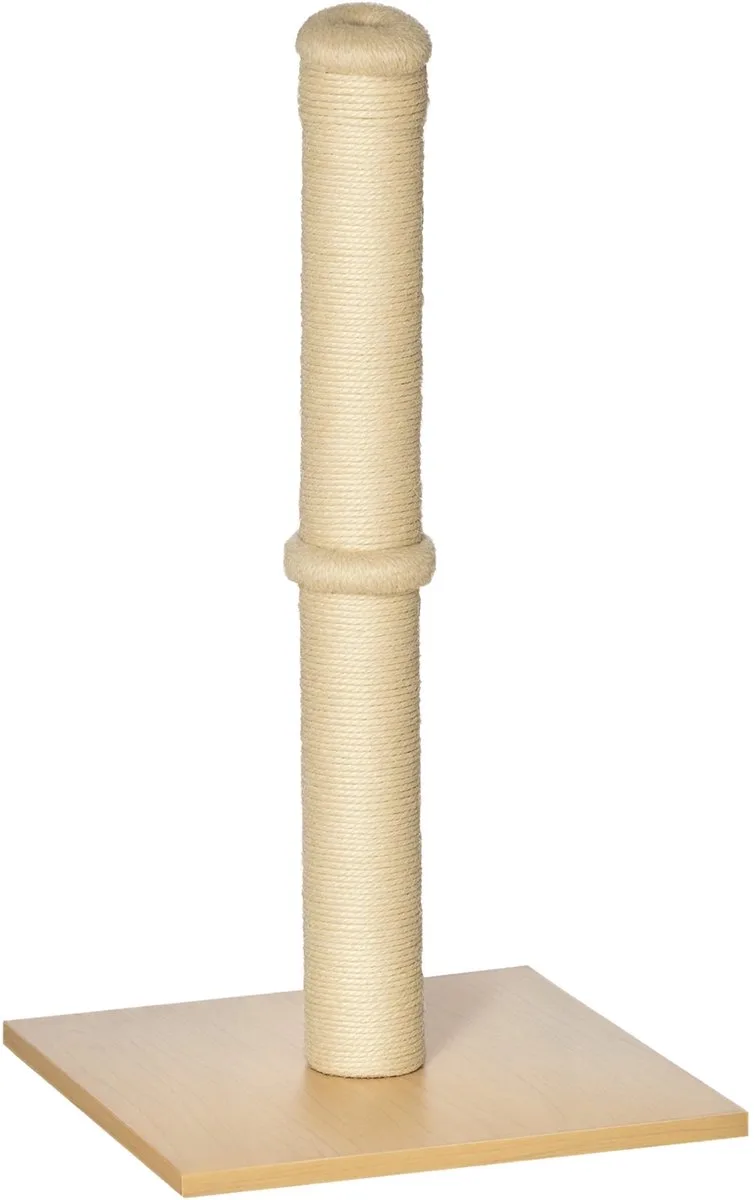 Krabpaal voor Katten 60 cm – Stabiele Sisal Krabboom met Speelbal – Beige/Eiken de Happiq – photo produit
