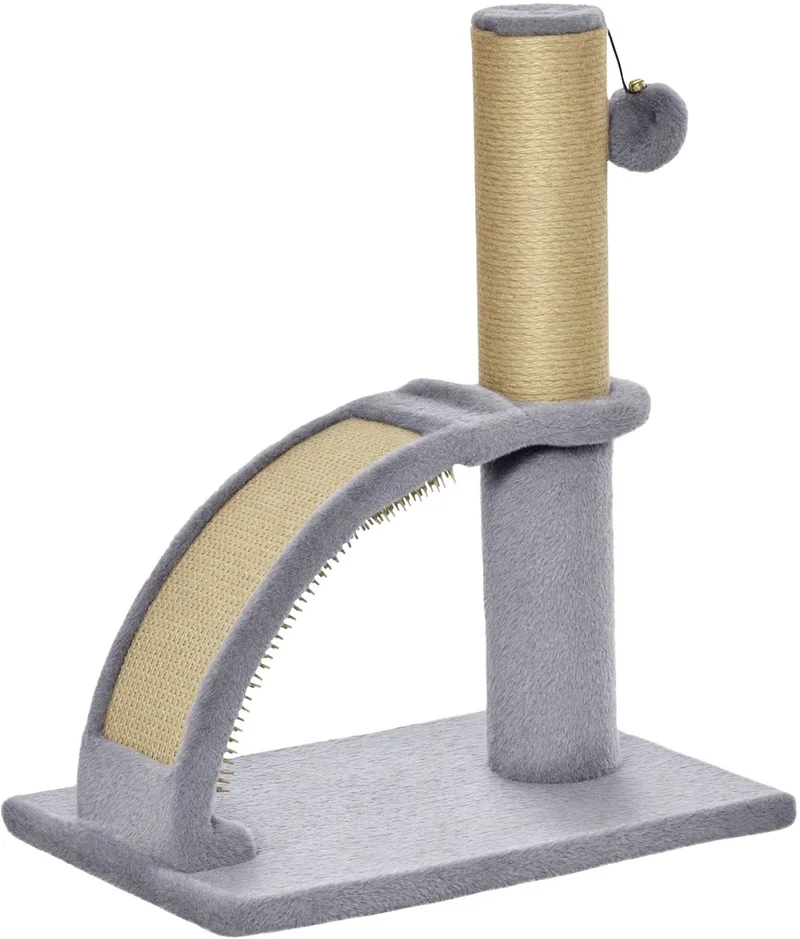 Krabpaal voor Katten – Met Krabplank & Speelbal – Grijs by Happiq – product photo
