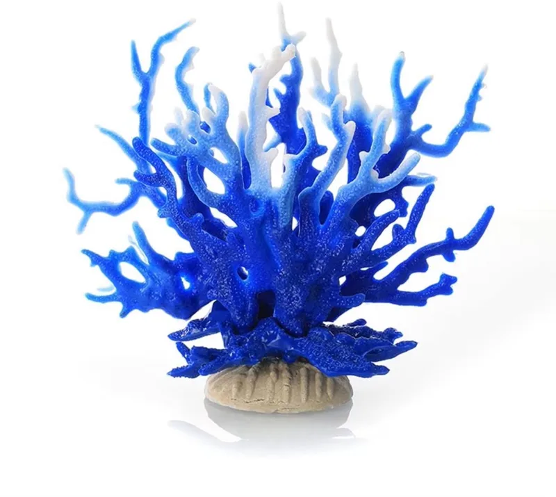 Kunst Koraaldecoratie - Blauw-Wit Faux Koraal design - voor aquarium en vissenverzorging - 61 x 76 cm de Happiq – photo produit