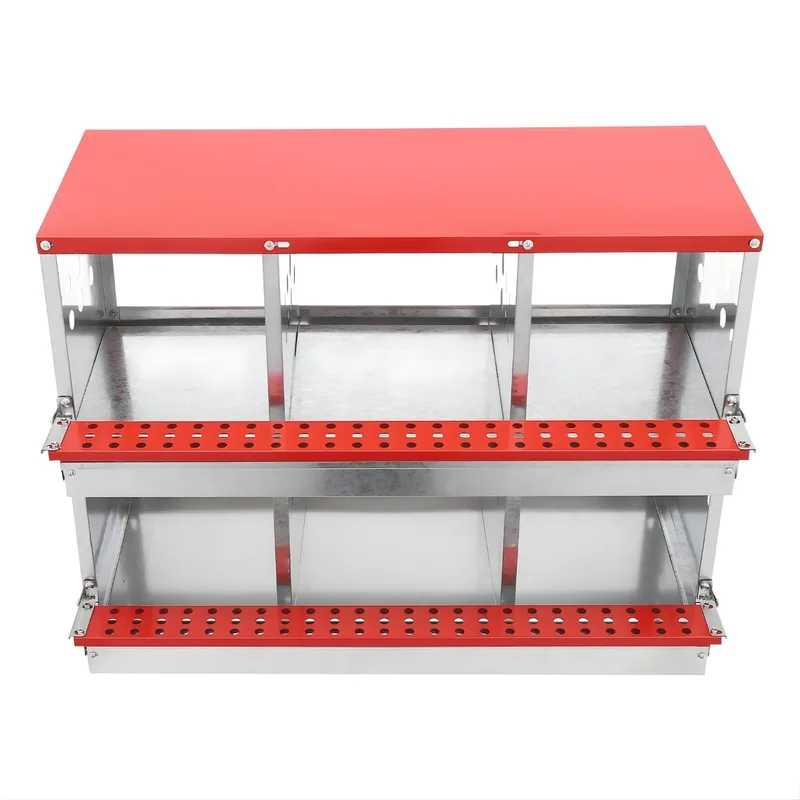 Legnest Kip – Voor Kippenhok – 6-Vaks Legnest van Gegalvaniseerd Staal, Heavy Duty – 84×42×62 cm – Rood von Happiq – Produktfoto