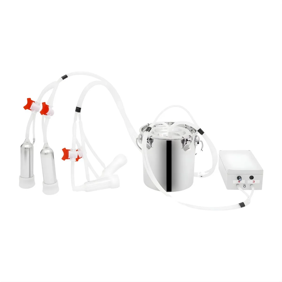 Melkmachine voor koeien - Melkproductie - Vacuumpomp - Voor melkproductie - Met roestvrijstalen emmer - 2-in-1, 5L by Happiq in Red – product photo