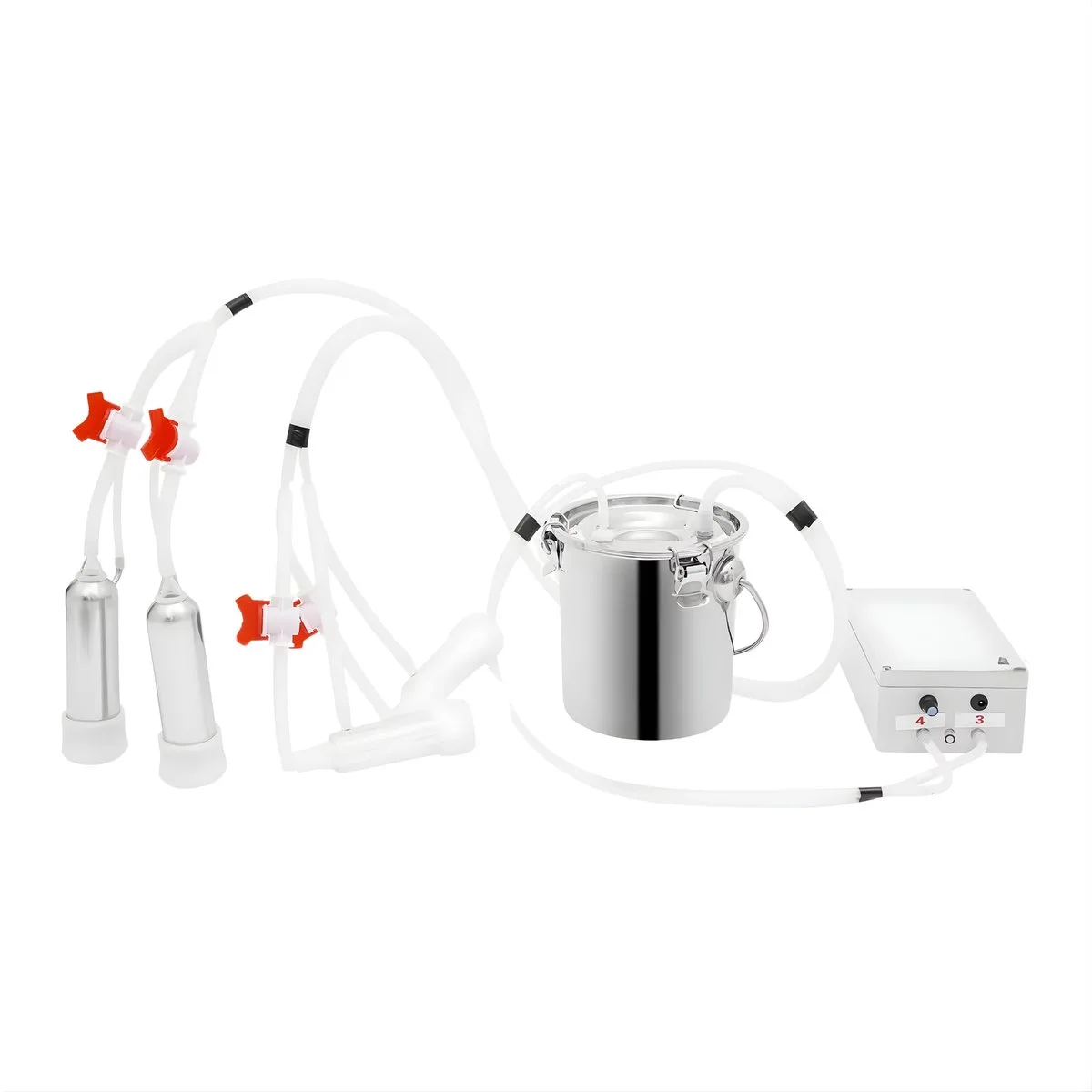 Melkmachine voor koeien - Melkproductie - Vacuumpomp - Voor melkproductie - Met roestvrijstalen emmer - 2-in-1, 3L de Happiq en Blanc – photo produit