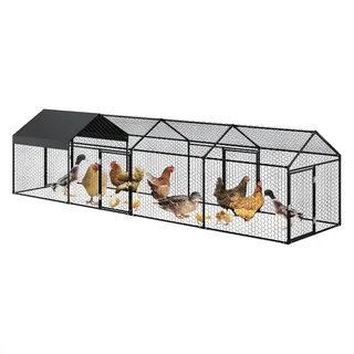 Metalen Kippenren 4x1x1 m - Met UV Waterdichte Cover