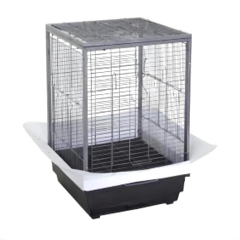 Metalen Papegaaienkooi 60 cm - Voor Papegaai, Parkiet & Valkparkiet - Vogelkooi met Uitschuifbare Lade & Handvat - Zwart - parkietenkooi by Happiq in Black – product photo
