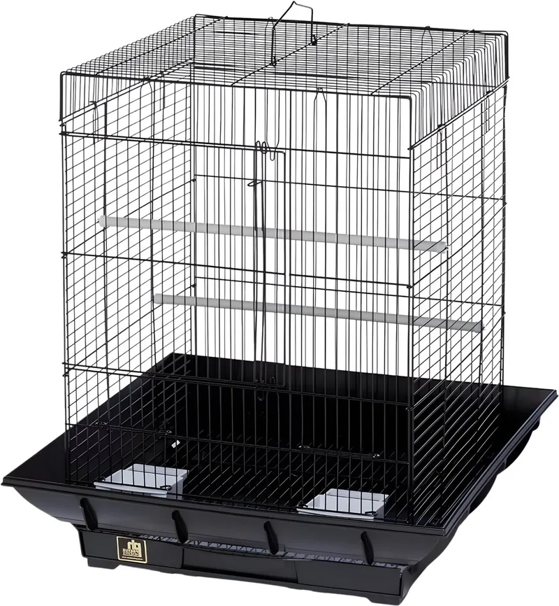 Metalen Papegaaienkooi 60 cm - Voor Papegaaien, Valkparkieten & Duiven - Met Uitschuifbare Lade en Handvat - Zwart by Happiq in Black – product photo