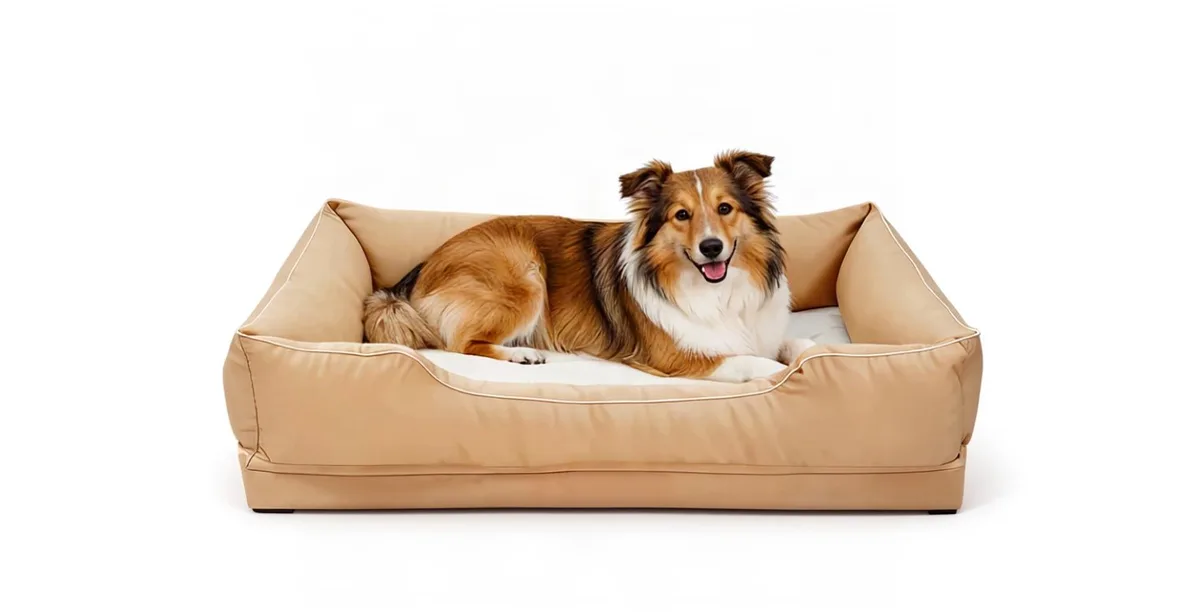 Orthopedisch hondenbed - Voor kalmerend comfort - Zacht met versterkte rand - Maïskleur van Happiq – productfoto