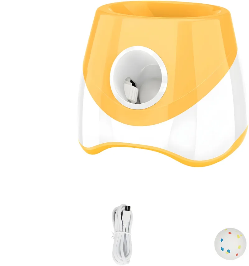 Pet Ball Launcher – Voor kleine en middelgrote honden – Automatisch, interactief trainings- en speelapparaat – Kleur de Happiq en Jaune – photo produit