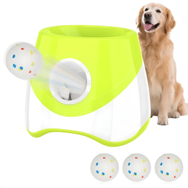 Pet Ball Launcher – Voor kleine en middelgrote honden – Automatisch, interactief trainings- en speelapparaat – Kleur by Happiq in Green – product photo