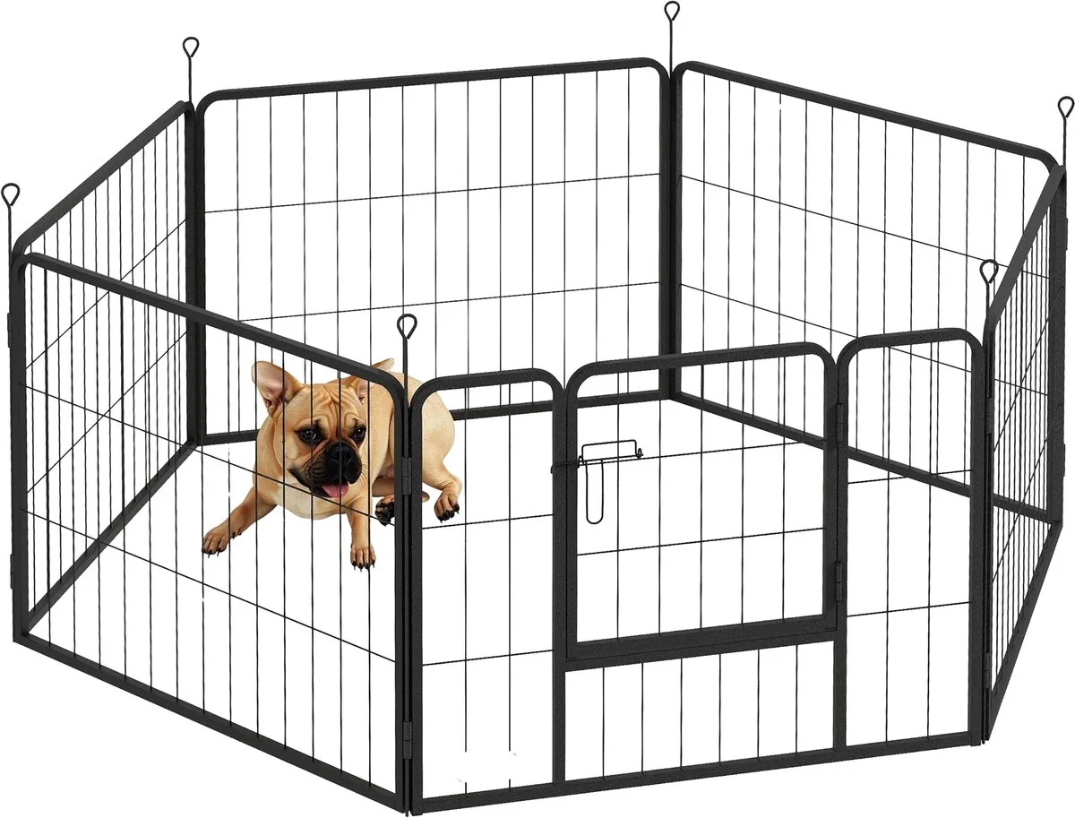 Puppyren 160 cm L – 6-delige DIY Speelren van Staal – Grijs by Happiq – product photo