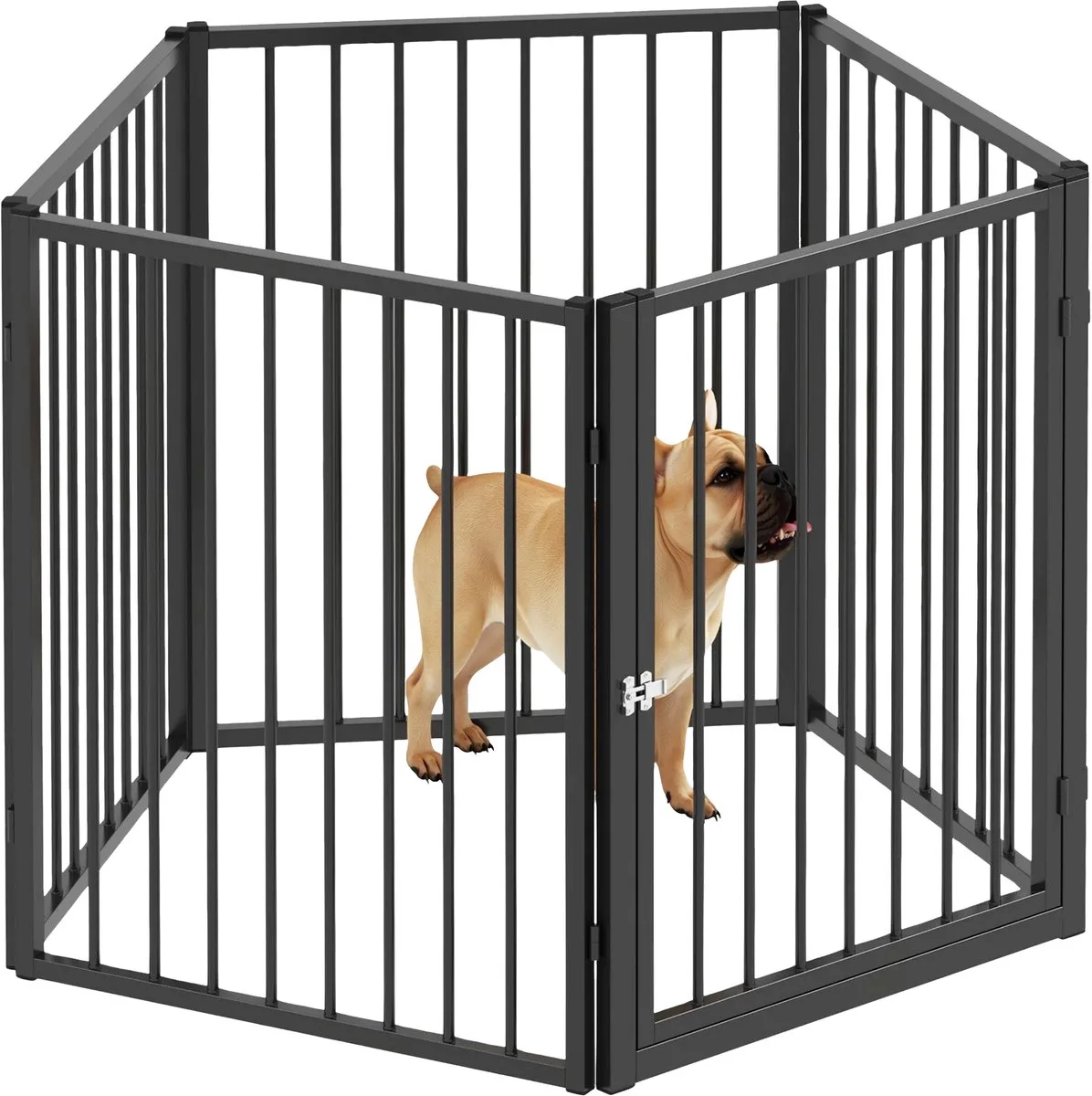 Puppyren 76 cm Hoog S – Speelren met Deur van Staal – Zwart van Happiq – productfoto