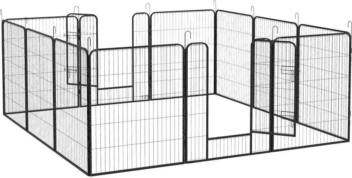 Puppyren S – Modulaire Puppyren van Weerbestendig Staal – Grijs van Happiq – productfoto