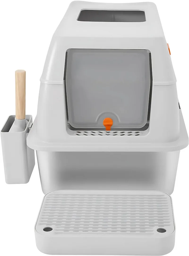 Roestvrijstalen Kattenbak - Kattentoilet - met Deksel & Hoge Zijkant - Gemakkelijk Schoon te Maken - Voor Katten & Puppy’s de Happiq en Noir – photo produit
