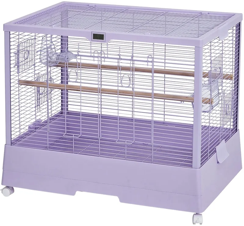 Ruime Vogelkooi met Verrijdbare Standaard 28 Inch – IJzeren Vogelkooi met Uitneembare Lade voor Parkieten, Valkparkieten, Agaporniden, Vinken en Papegaaien – Paars von Happiq – Produktfoto