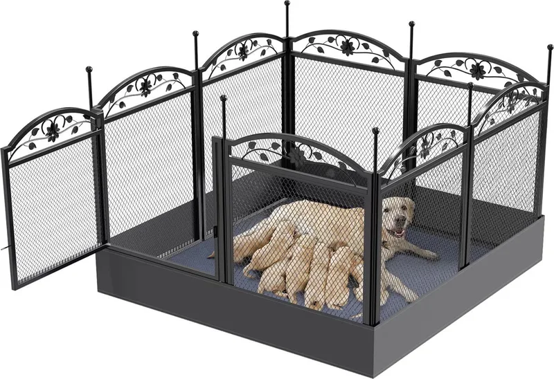 Tavien Hondenren Mira - Hondenbench - Hondenbox - Puppyren voor Puppytraining en Binnen/Buiten Gebruik - Opvouwbaar von Happiq in Schwarz – Produktfoto