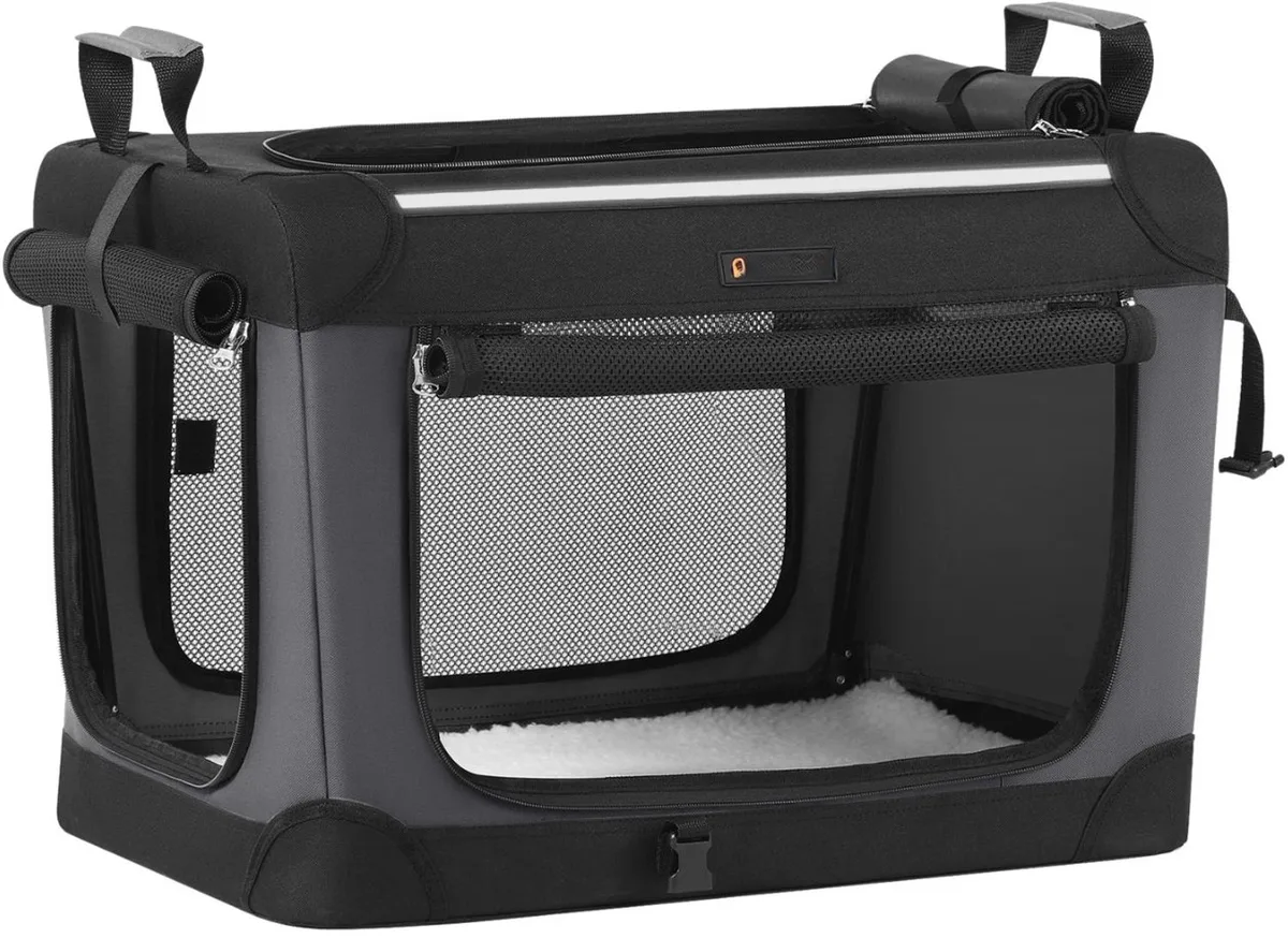 Transportbox voor kleine honden - Opvouwbare honden tas met mesh deuren - Reizen - Zwart de Happiq – photo produit