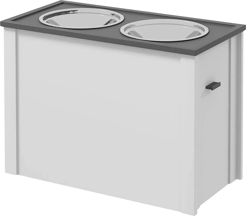 Verhoogde Hondenvoerbak – Voerstation met 2x 2L RVS Bakken & Slowfeeder voor Grote Honden – Wit by Happiq – product photo