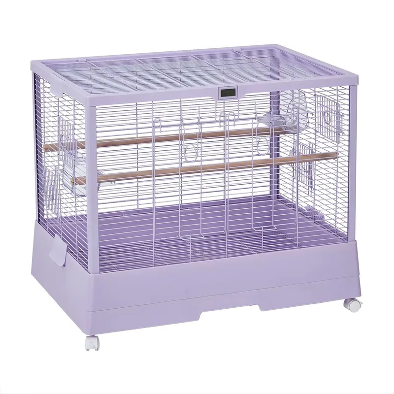 Vogelkooi - 71.12cm IJzeren Kooi met Standaard, Wielen en Uitschuifbare Lade - voor parkieten en papegaaien - Metaal by Happiq – product photo