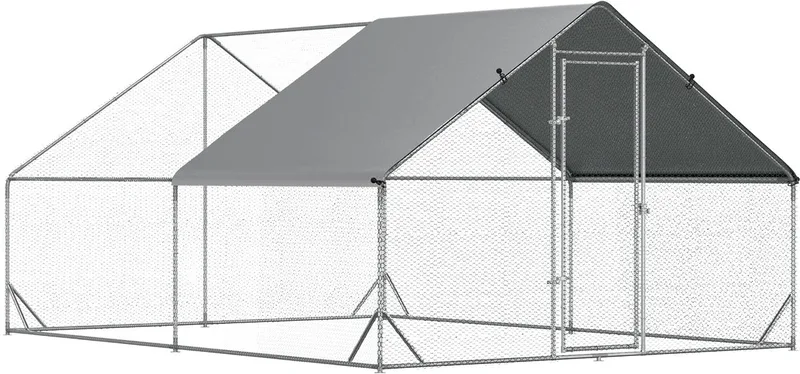 XXL Kippenren 3x4x2 m – Buitenverblijf met Schaduwdak – Zilvergrijs de Happiq – photo produit