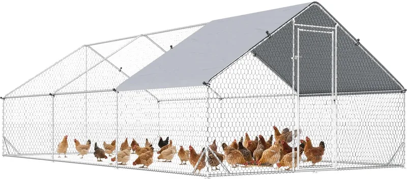 XXL Kippenren 3x6x2 m – Buitenverblijf met Schaduwdak – Zilvergrijs de Happiq – photo produit
