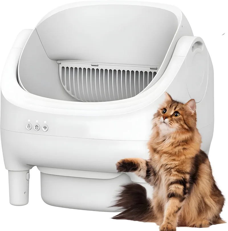 Zelfreinigende auto kattenbak - Wit, 400x400 cm - voor meerdere katten de Happiq – photo produit