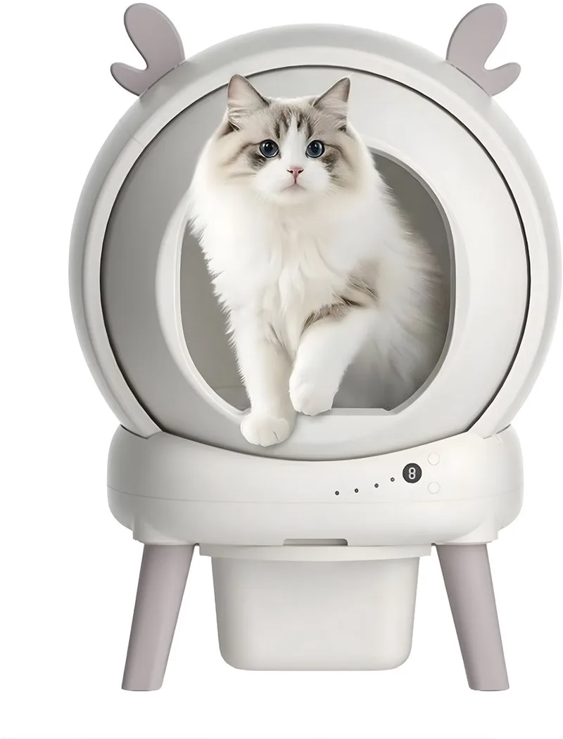 Zelfreinigende Kattenbak - Lekvrij, geurbestrijding, app-bediening - voor katten tot 11 kg thuisgebruik - Wit von Happiq – Produktfoto