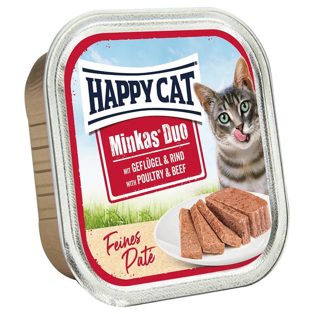 16x100g Happy Cat Minkas Duo Morsels op Paté Schaaltjes Gevogelte & Rund nat kattenvoer van Happy Cat – productfoto