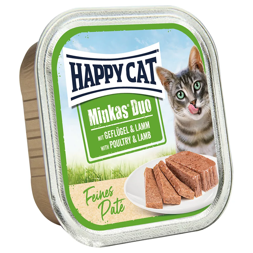 16x100g Happy Cat Minkas Duo Morsels op Paté Schaaltjes Gevogelte & Lam nat kattenvoer van Happy Cat – productfoto