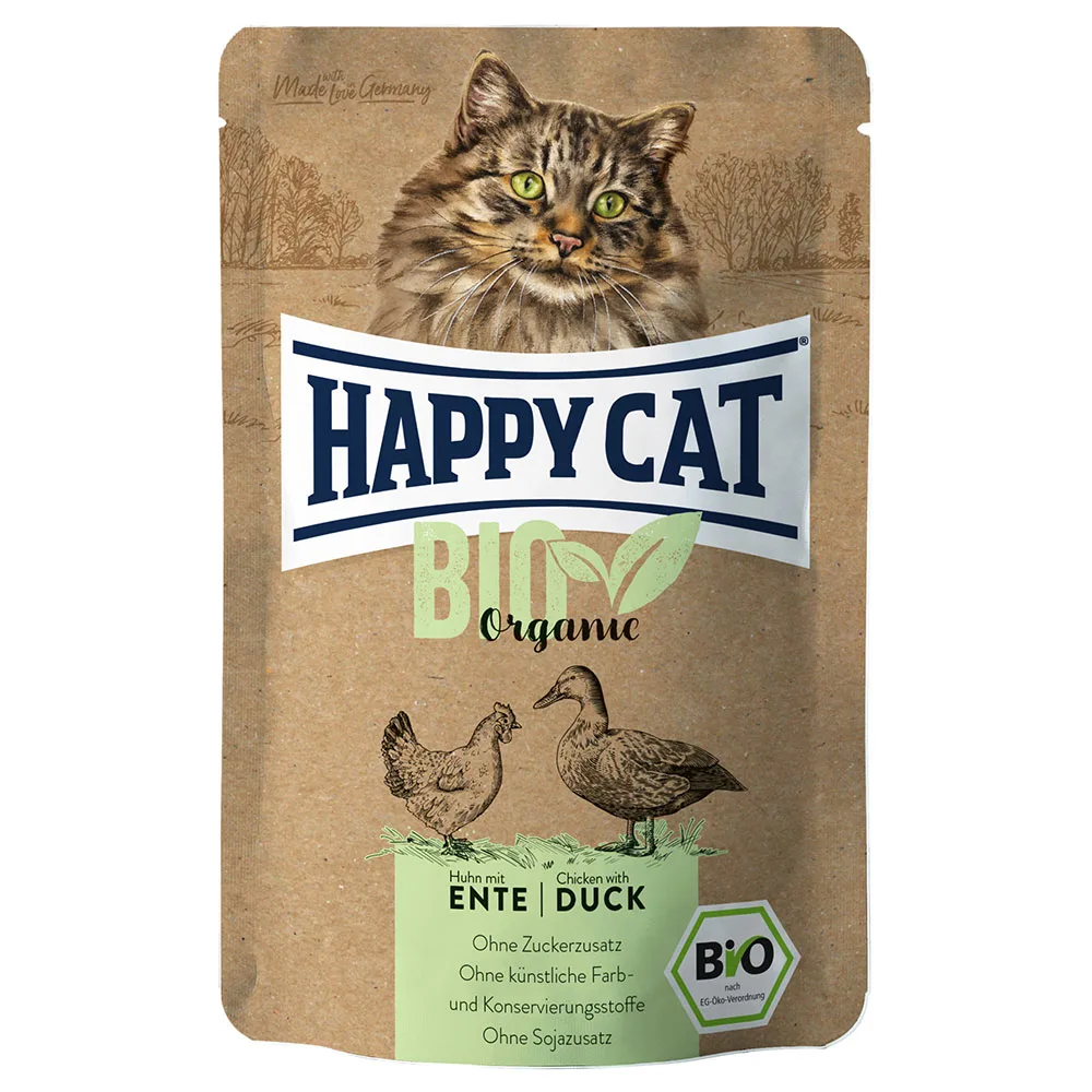 Bio Pouch 6 x 85 g Kattenvoer - Bio-Kip & Bio-Eend by Happy Cat – product photo