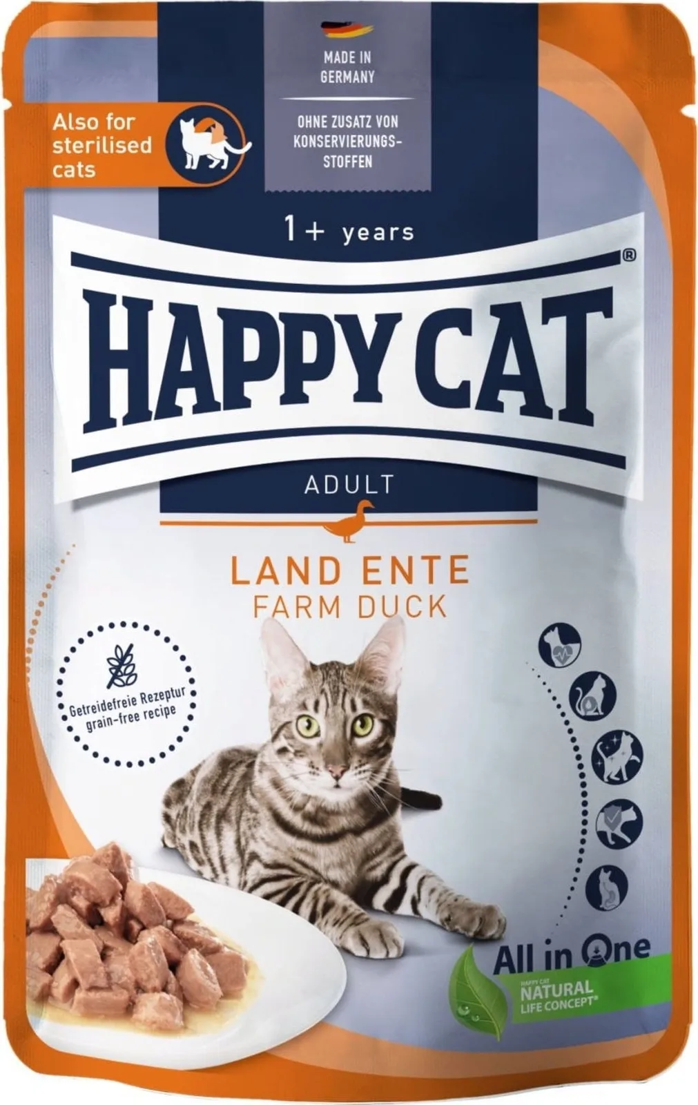 Meat in Sauce Ente Frischebeutel - 85 g von Happy Cat – Produktfoto