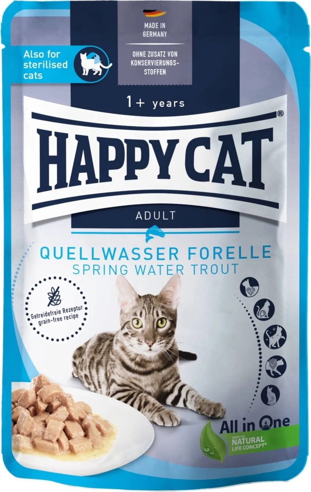 Meat in Sauce Forelle Frischebeutel - 85 g von Happy Cat – Produktfoto