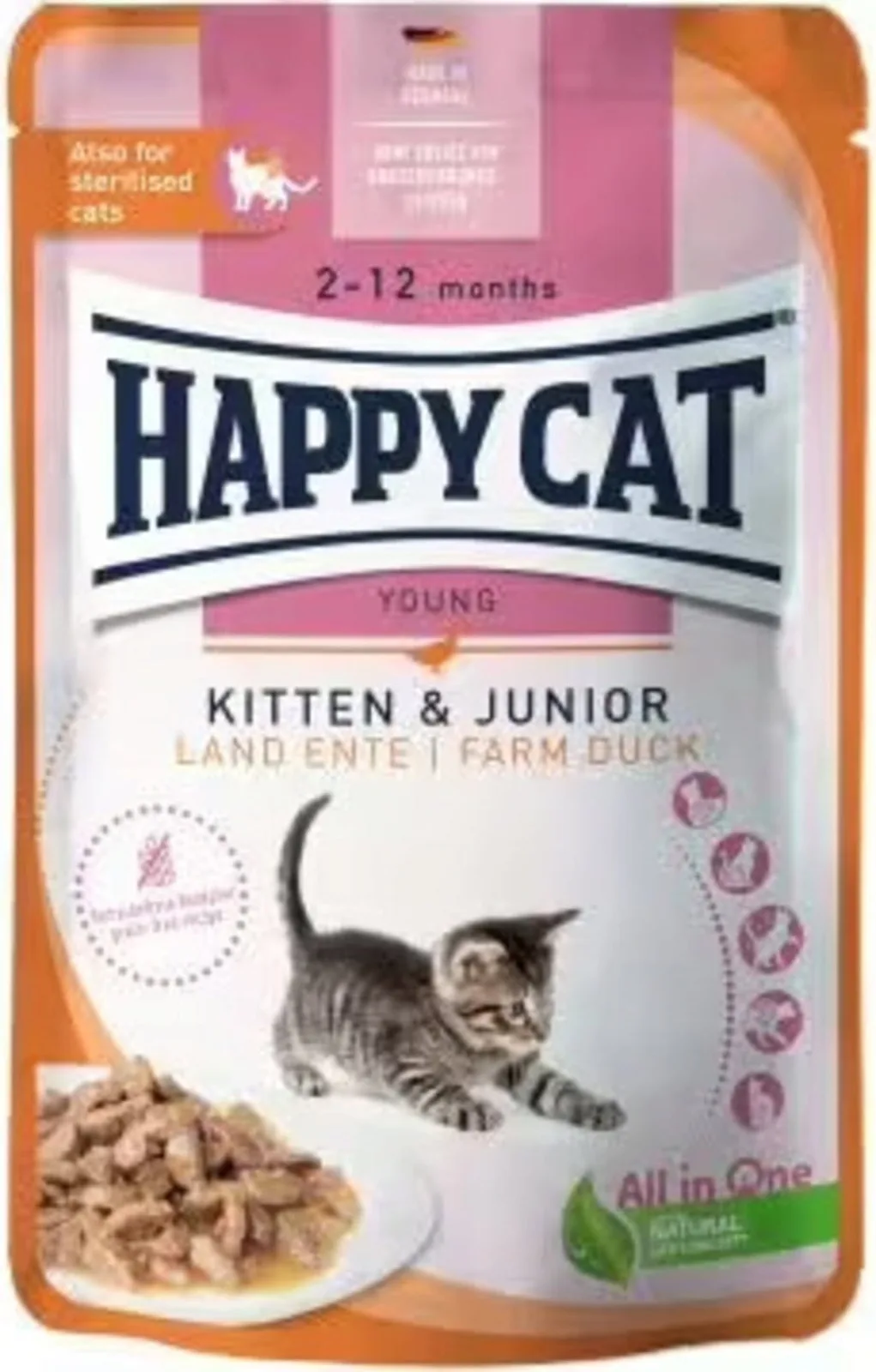 Meat in Sauce Kitten Ente Frischebeutel - 85 g von Happy Cat – Produktfoto
