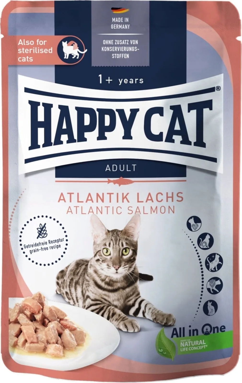 Meat in Sauce Lachs Frischebeutel - 85 g von Happy Cat – Produktfoto
