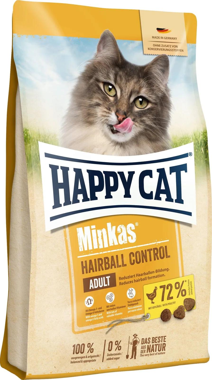 Trockenfutter Minkas Hairball Control Geflügel - 4 kg fra Happy Cat – produktbillede