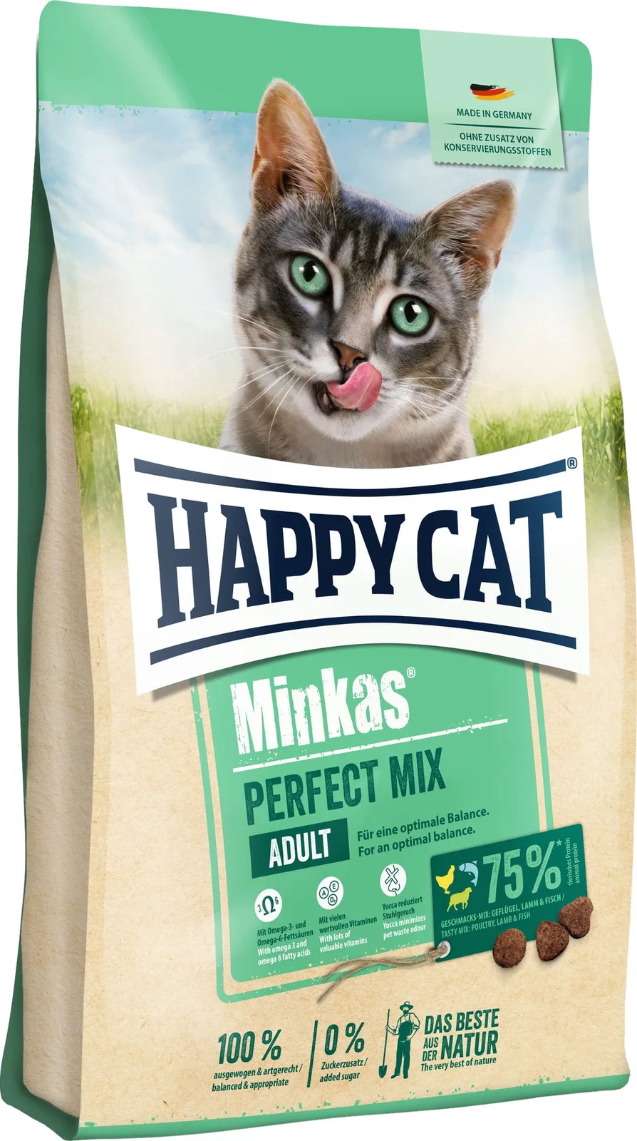 Trockenfutter Minkas Perfect Mix Geflügel, Fisch und Lamm - 4 kg fra Happy Cat – produktbillede